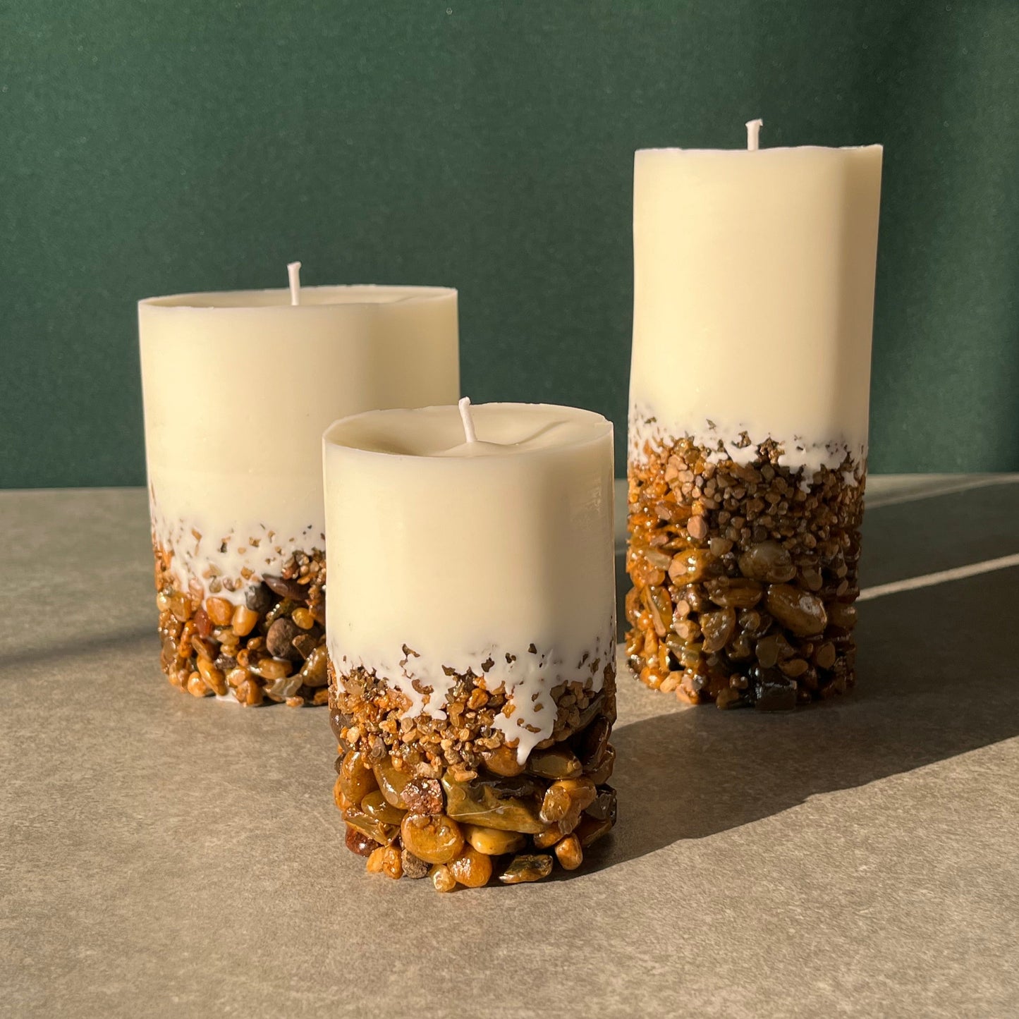 Trio de Velas Pedra Seixo