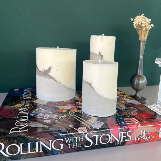 Trio de Velas Cimento